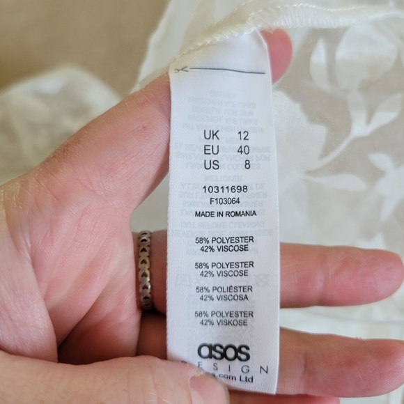 ASOS White Floral Sheer Blouse Size 8 - Picture 6 of 6